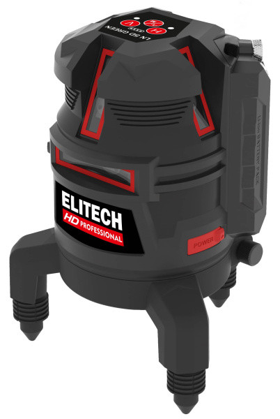 Нивелир лазерный аккумуляторный ELITECH HD LN 5D GREEN зеленый луч, 3,7В/2х5,2Ач Li-Ion, 20/60м, гор/4верт, ±0,2мм/м, 5/8", 0,4кг