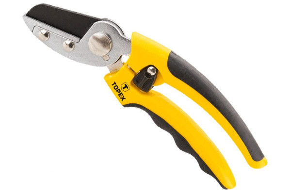 Секатор 185мм с наковальней, пруж. спираль, обрезин. рукоятка, Topex