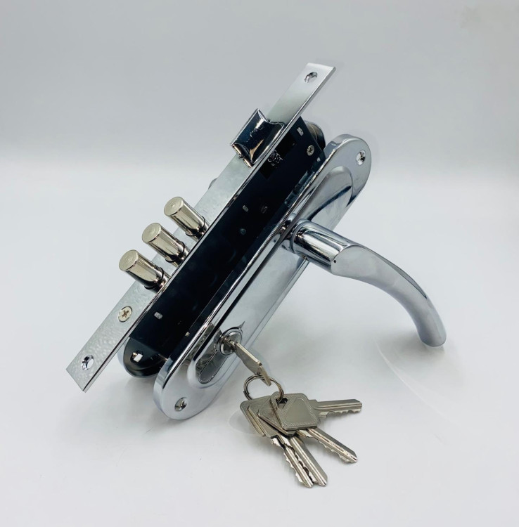 Замок врезной с ручками "LEKSA" 70/76 3R СР (хром)