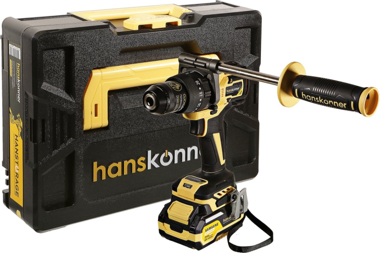 Дрель аккум. б/щ удар Hanskonner Platinum HCD20165PRO 18В, 1BatterySystem, 165Нм, 2+4Ач, кейс Hs