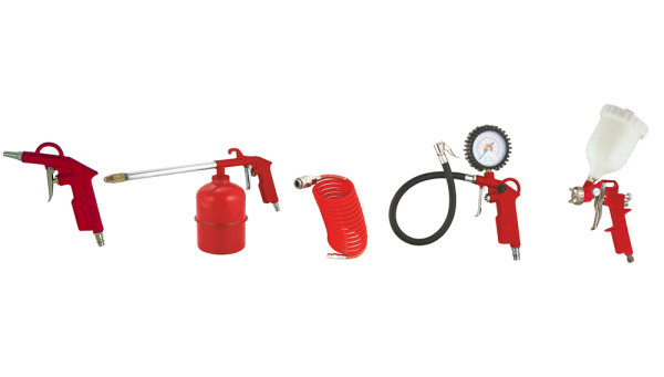 Набор аксессуаров к компрессору 5 предметов(краскораспылитель с верхним бачком пласт.)