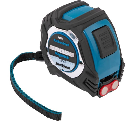 Рулетка 5м x 25мм обрезиненый корпус, магнитный упор, автоматическая фиксация GROSS 32572