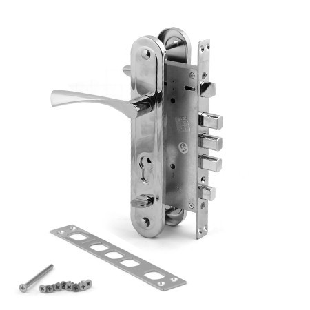 Замок врезной с ручками "LEKSA" 823 R (хром) (0523-C)