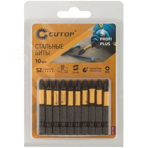 Набор торсионных бит, 10 шт, Profi Plus, PZ2, 50 мм 84-495 CUTOP