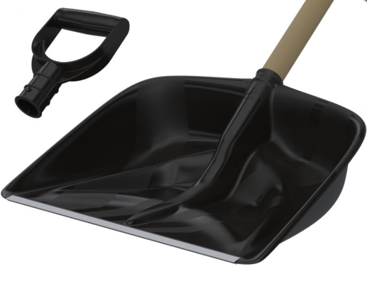 Лопата снеговая с металлической планкой и пластмассовой ручкой «Альфа» 460×420мм