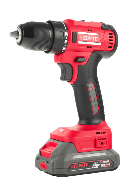 Аккумуляторная дрель-шуруповерт FELISATTI 50Hm (кейс, 2 аккум.2,0Ач)