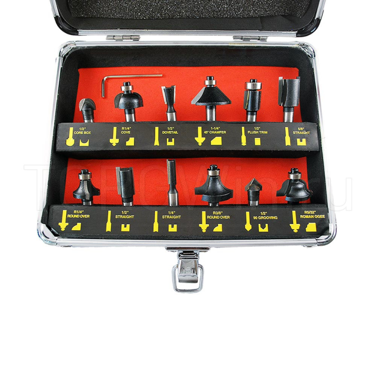 набор фрез по дереву 12 предметов деревянная коробка (B2) TORGWIN