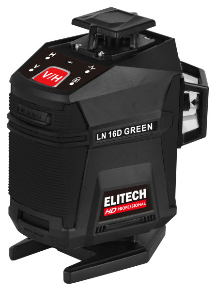Нивелир лазерный аккумуляторный ELITECH HD LN 16D GREEN 3,7В/5,2Ач Li-Ion, 20/60м, 2гор/2верт 360°, ±0.2мм/м, 1/4'', 5/8", 0,4кг