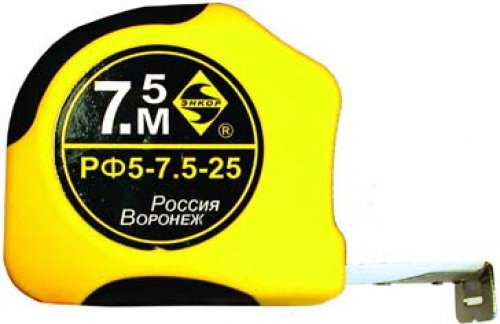 Рулетка 7,5м х 25мм с 2-мя фиксаторами "Велюр" ЭНКОР 10103