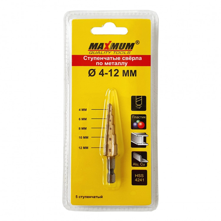 Сверло ступенчатое Maximum 4-12 мм/ 200 шт