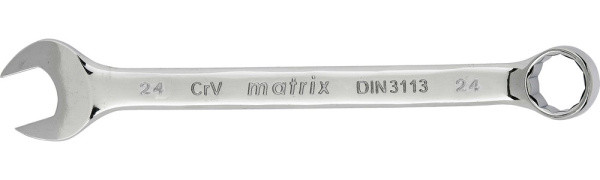 Ключ комбинированный 24 мм, CrV, полированный хром// Matrix