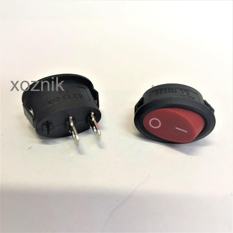 Перекл. клавишный овальный, ON-OFF, 2-х контактный 6А 250В