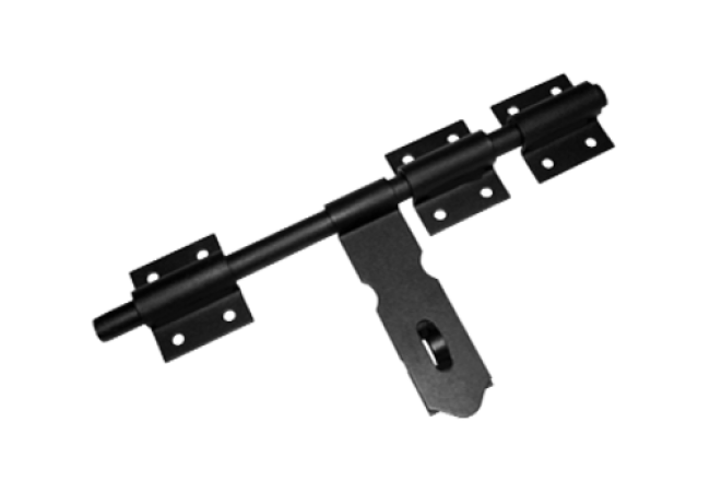 Засов "Домарт" ДОБРЫНЯ универсальный 450мм с накладкой d-20мм (черный)