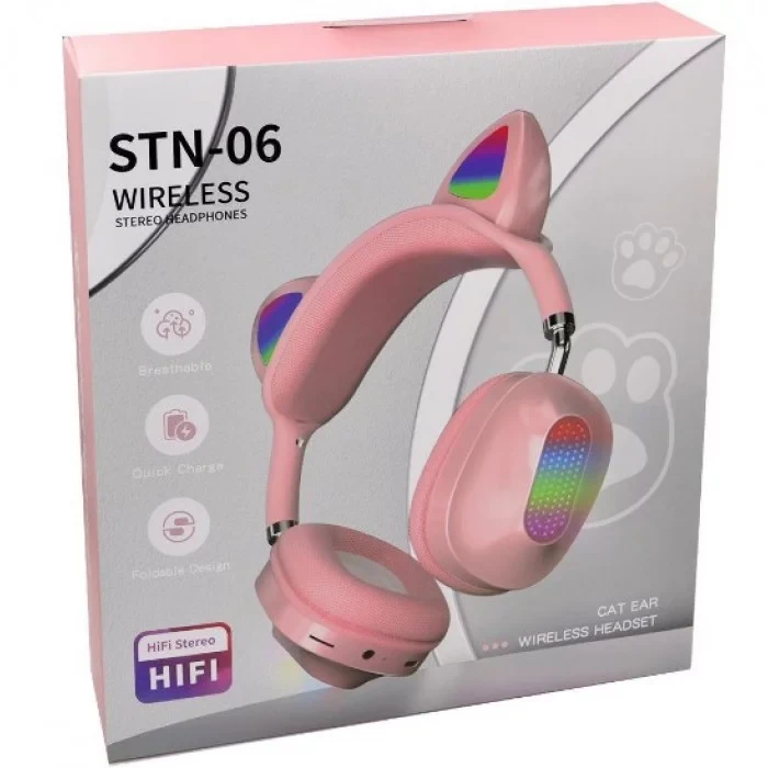 Наушники накладные Bluetooth STN-06 розовые