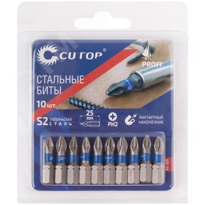 Биты стальные, 10 шт, Profi, PH2, 25 мм 83-325 CUTOP