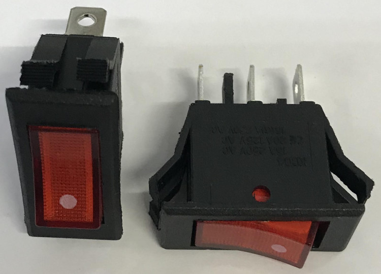 Перекл. клавишный ЭВПМ, ON-OFF, 3-х контактный 16А 250В