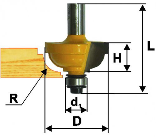 Фреза кром калевочная ф25,4х13мм R4,8мм хв 8мм