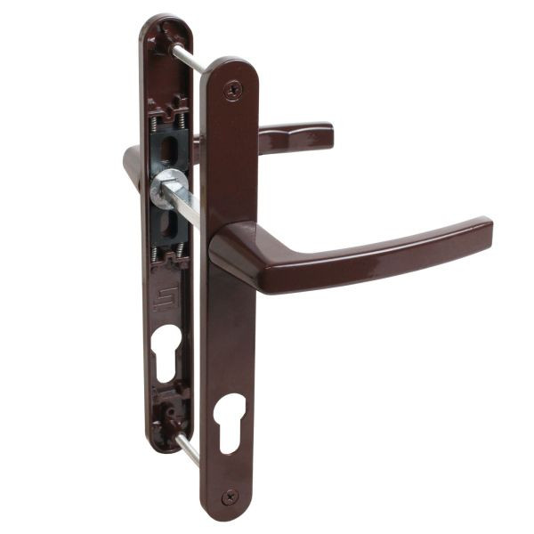 Ручка дверная "БУЛАТ" для узкопроф. РФ 85.25.02.8017 УРАЛ корич. с пружин. м/о 85 "под пальчики"