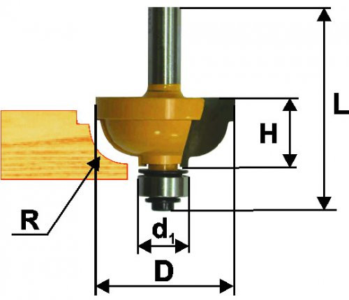 Фреза кром калевочная ф28,6х14мм R6,35мм хв 8мм