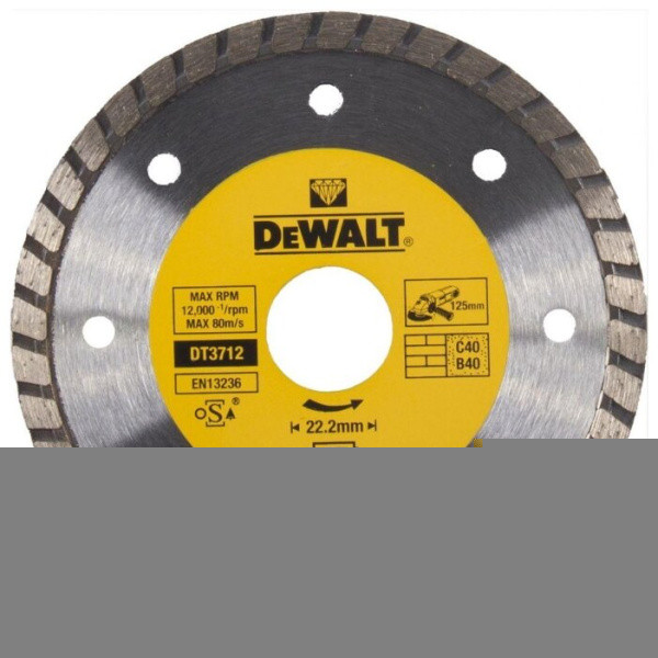 Диск алмазный отрезной Turbo (125х22.2 мм) для УШМ DEWALT DT 3712