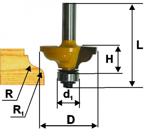 Фреза кром калевочная ф34,9х13мм R4/4,8мм хв 8мм