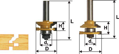 Набор фрез комбинированных рамочных, хвостовик 12 мм, 2 штуки