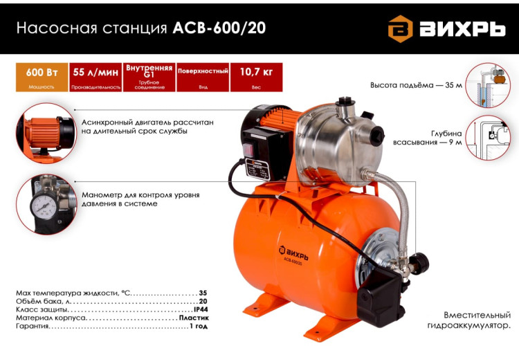Насосная станция Вихрь ACB-600/20