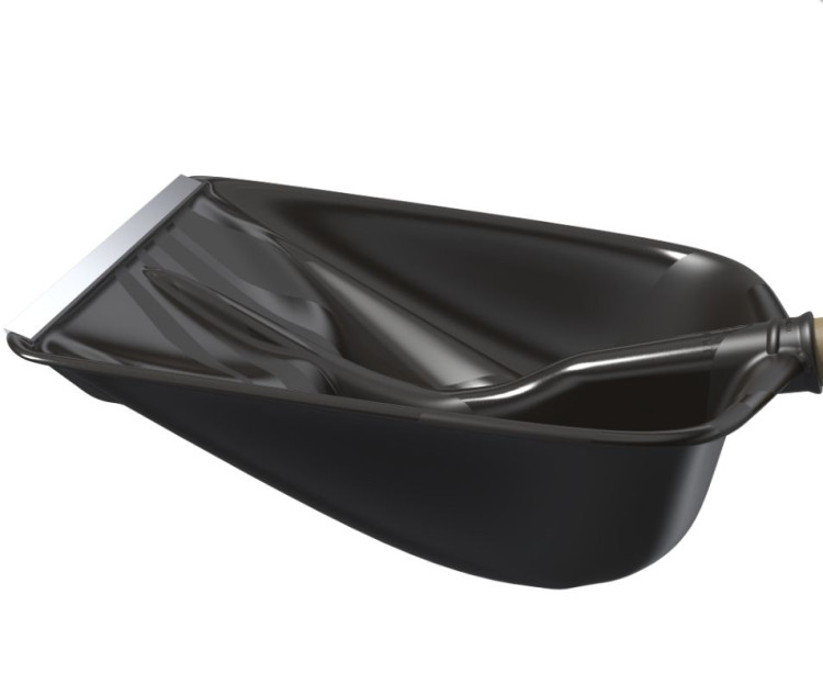 Лопата снеговая с металлической планкой и пластмассовой ручкой «Альфа» 460×420мм