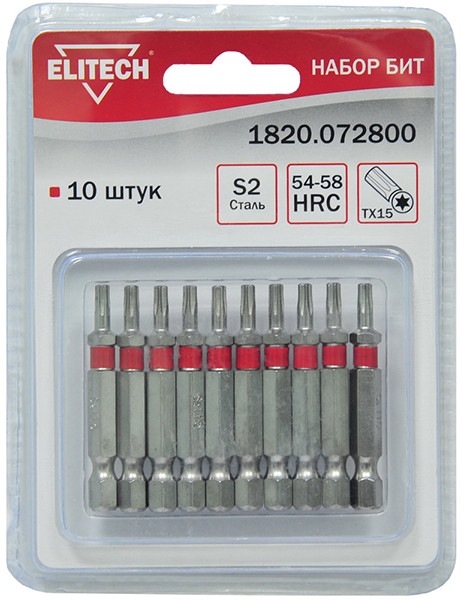 Бита TORX 15 x 50мм.сталь S2, Elitech(1шт) 1820.072800/1