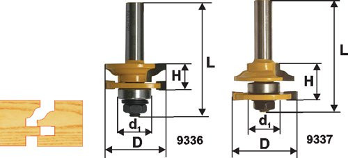 Набор фрез комбинированных рамочных (2 шт; 41.3х23 мм; R 12 мм; хвостовик 12 мм) по дереву Энкор 9340