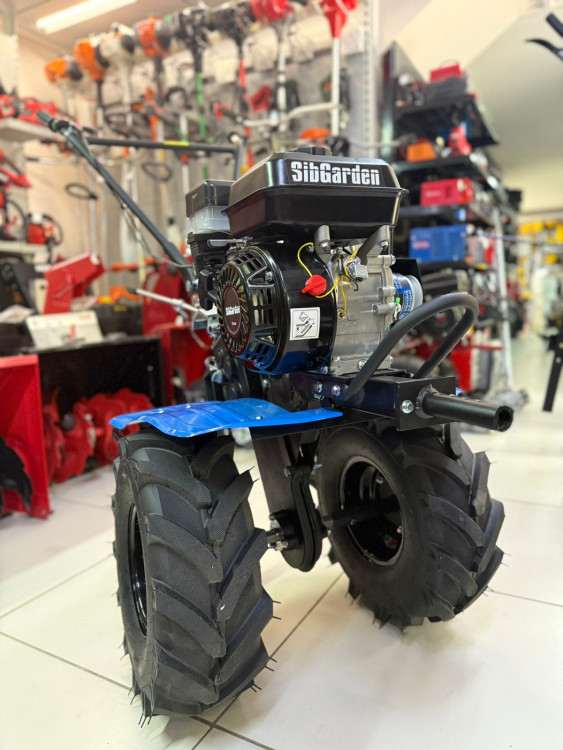Мотоблок бензиновый SibGarden МВ 73 колеса 19*7-8 Extreme, 3 вперед/1 назад, чугунный редуктор
