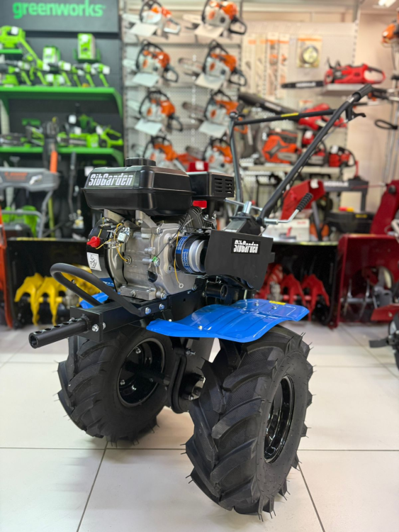 Мотоблок бензиновый SibGarden МВ 73 колеса 19*7-8 Extreme, 3 вперед/1 назад, чугунный редуктор