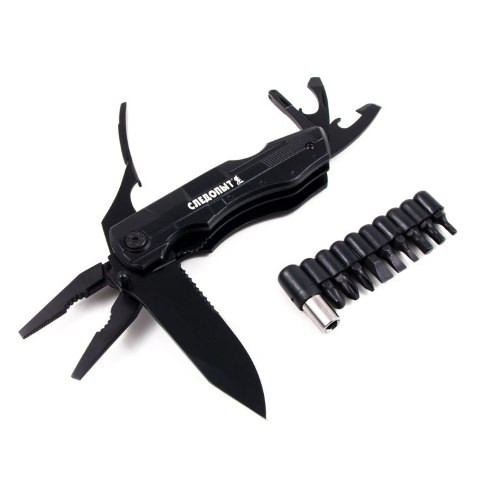 Мультитул (плоскогубцы) "СЛЕДОПЫТ-ARMADA", 112х35х21 мм, 8 предметов, с набором бит, чехол, блистер