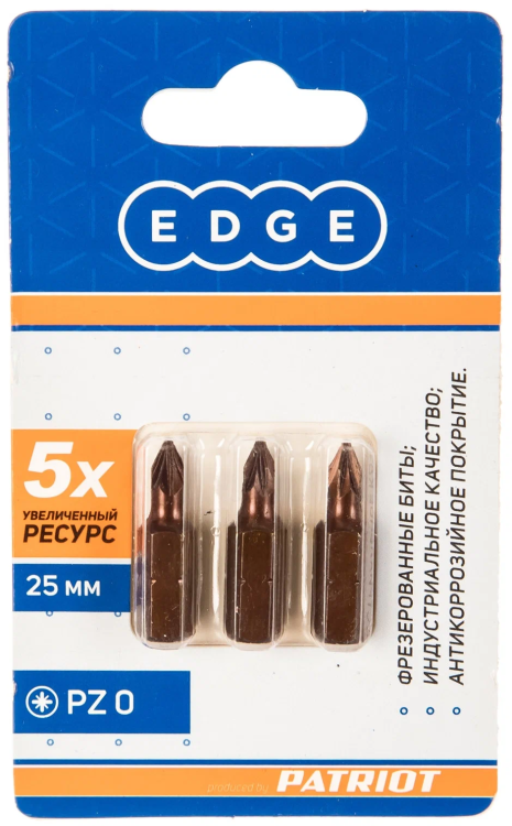 Бита EDGE by PATRIOT PZ0 длина 25мм, 3шт в блистер
