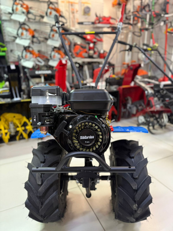 Мотоблок бензиновый SibGarden МБВ 73 колеса 19*7-8 Extreme, 3 вперед/1 назад, чугунный редуктор