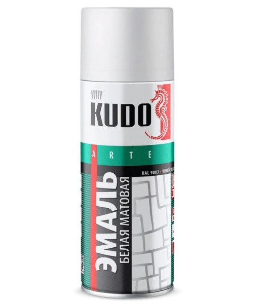 Краска-спрей белая глянцевая 520 мл. Кudo/12