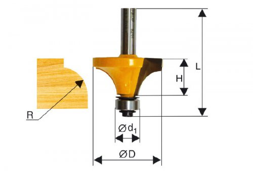 Фреза кром. калевочная ф44,5х21,5мм R15,9мм хв 12м (10541)