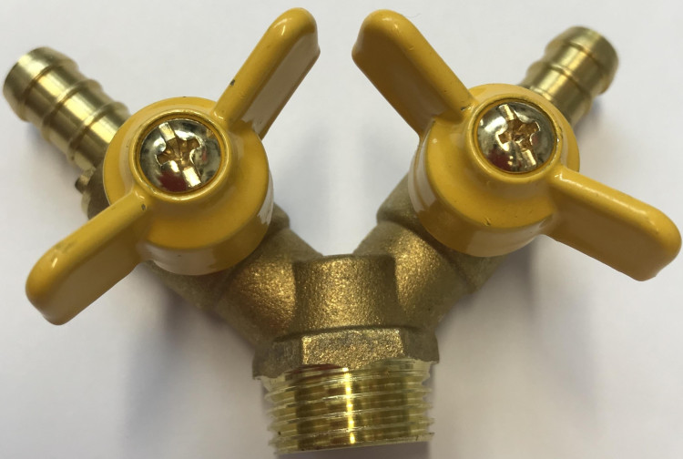 Вентиль 2х канальный с наружней резьбой 1/2 х d-9мм