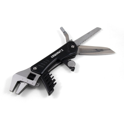 Мультитул (гаечный ключ) "СЛЕДОПЫТ-URBAN", 160х40х18 мм, 7 предметов, с набором бит, в чехле