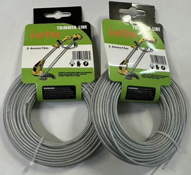 Леска триммерная 2,4мм(15м) с металлическим стержнем, нейлон 100% HOZ