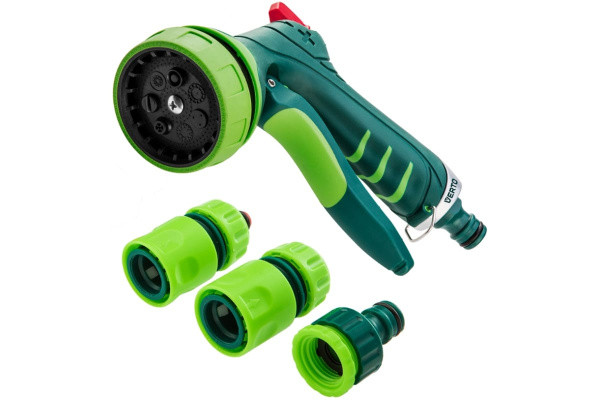 Пистолет-распылитель 7 позиций, 1/2, +набор для подключения, VERTO