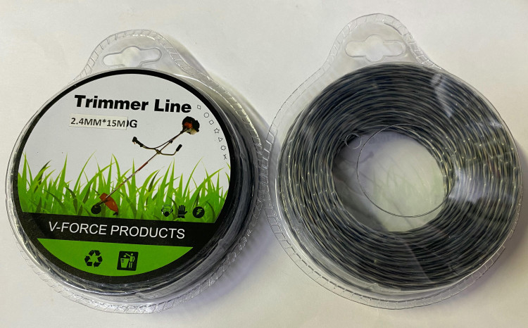 Леска триммерная 2,4мм(15м) витая усиленная, нейлон 100% HOZ
