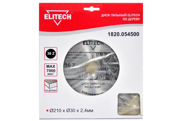 Диск пильный по дереву твердосплавный 210х30 z36 ELITECH