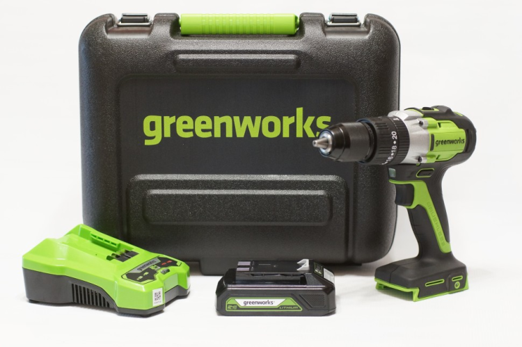 Дрель-шуруповерт ударная акк. Greenworks GD24DD60K2 3704107UA