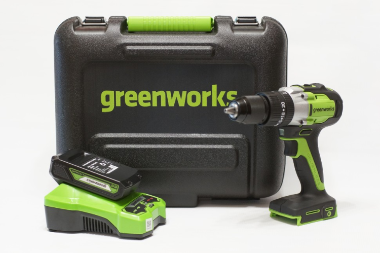 Дрель-шуруповерт ударная акк. Greenworks GD24DD60K2 3704107UA