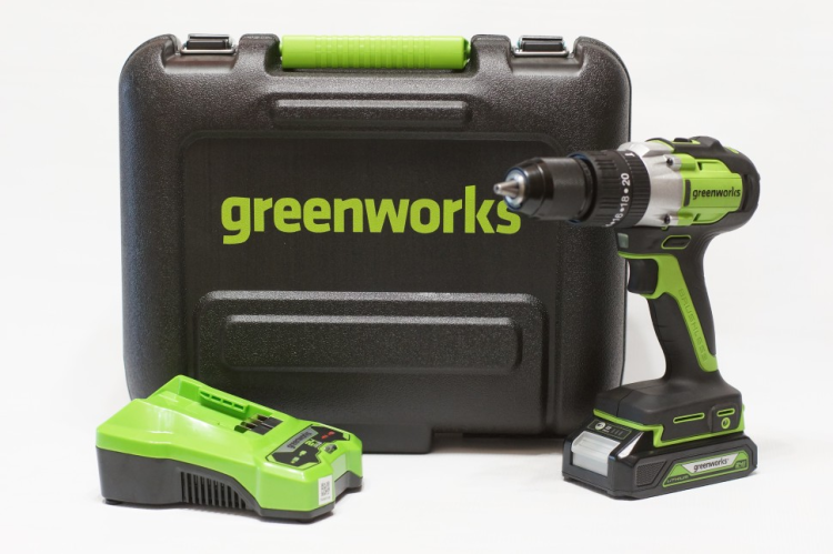 Дрель-шуруповерт ударная акк. Greenworks GD24DD60K2 3704107UA