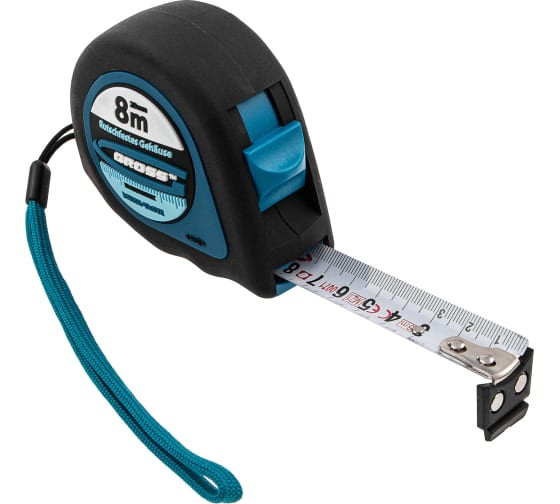 Рулетка 8м x 25мм обрезиненый корпус, магнитный упор GROSS
