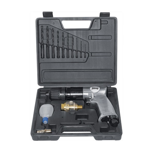 Дрель пневм, 10мм, DRS142/1800, 6,3 бар, 142л/мин, набор, 1,1кг