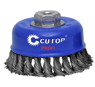 Щетка для УШМ М14 чашка крученая проволока 100 мм CUTOP Profi 82-522