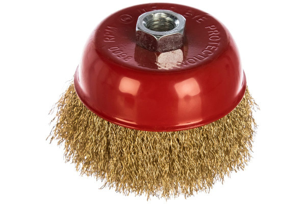 Щетка чашечная (100 мм; М14; латунированная волнистая 0.35 мм) для УШМ Elitech 1820.074000